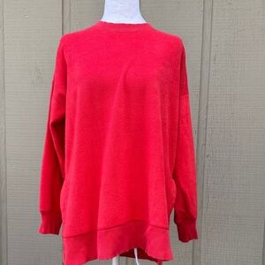 Aerie Vibrant Red Club Fleece Crew Neck Sweater